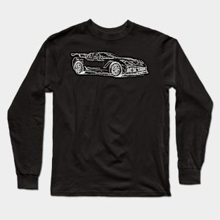 Corvette ZL1 Wireframe White Long Sleeve T-Shirt